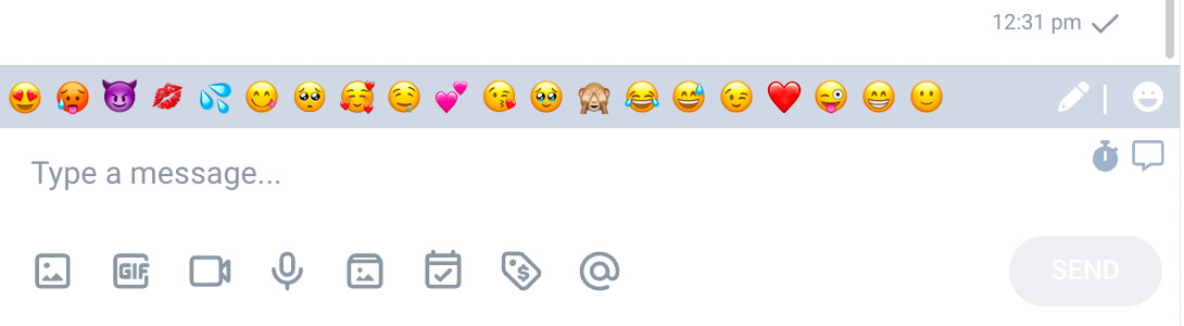 Emoji bar for fast selection above chat input